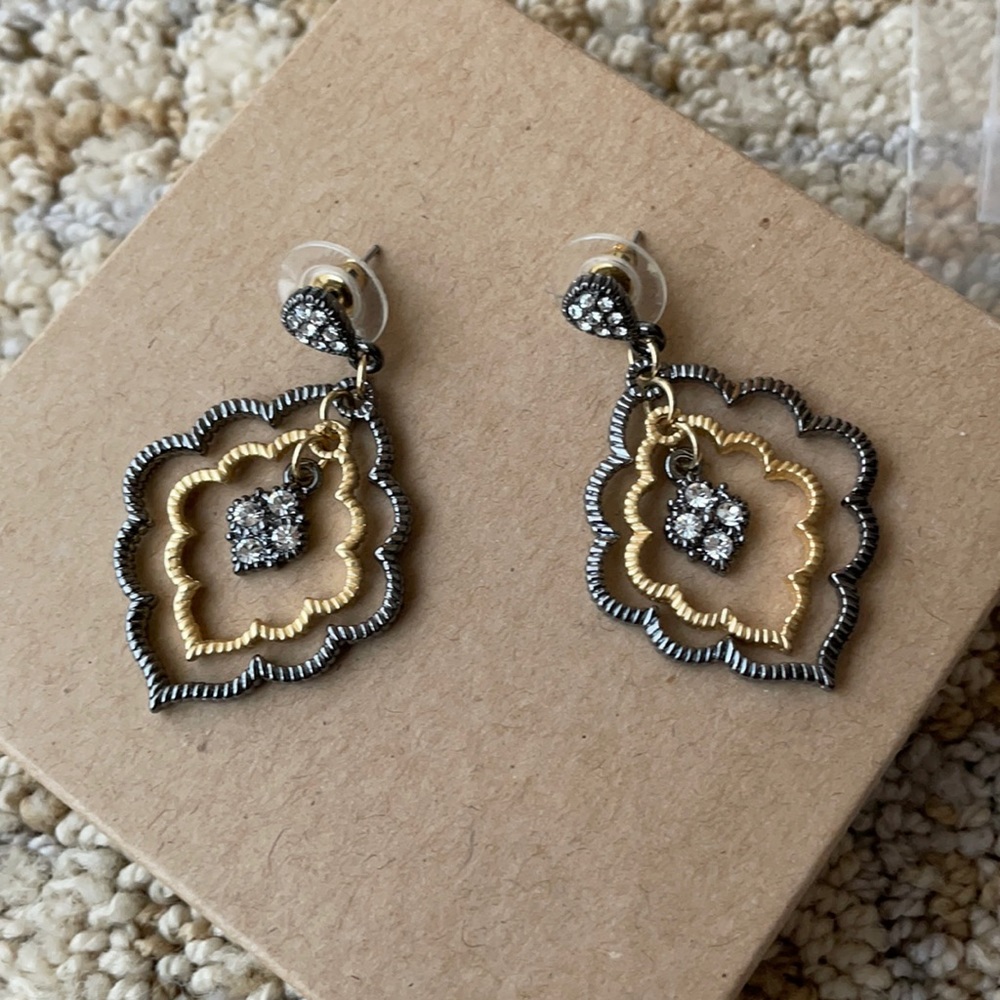 QVC Gunmetal and Gold Drop Earrings